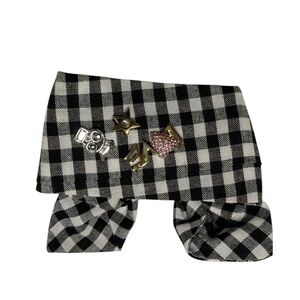 Henri Bendel gingham cloth cuff charm bracelet